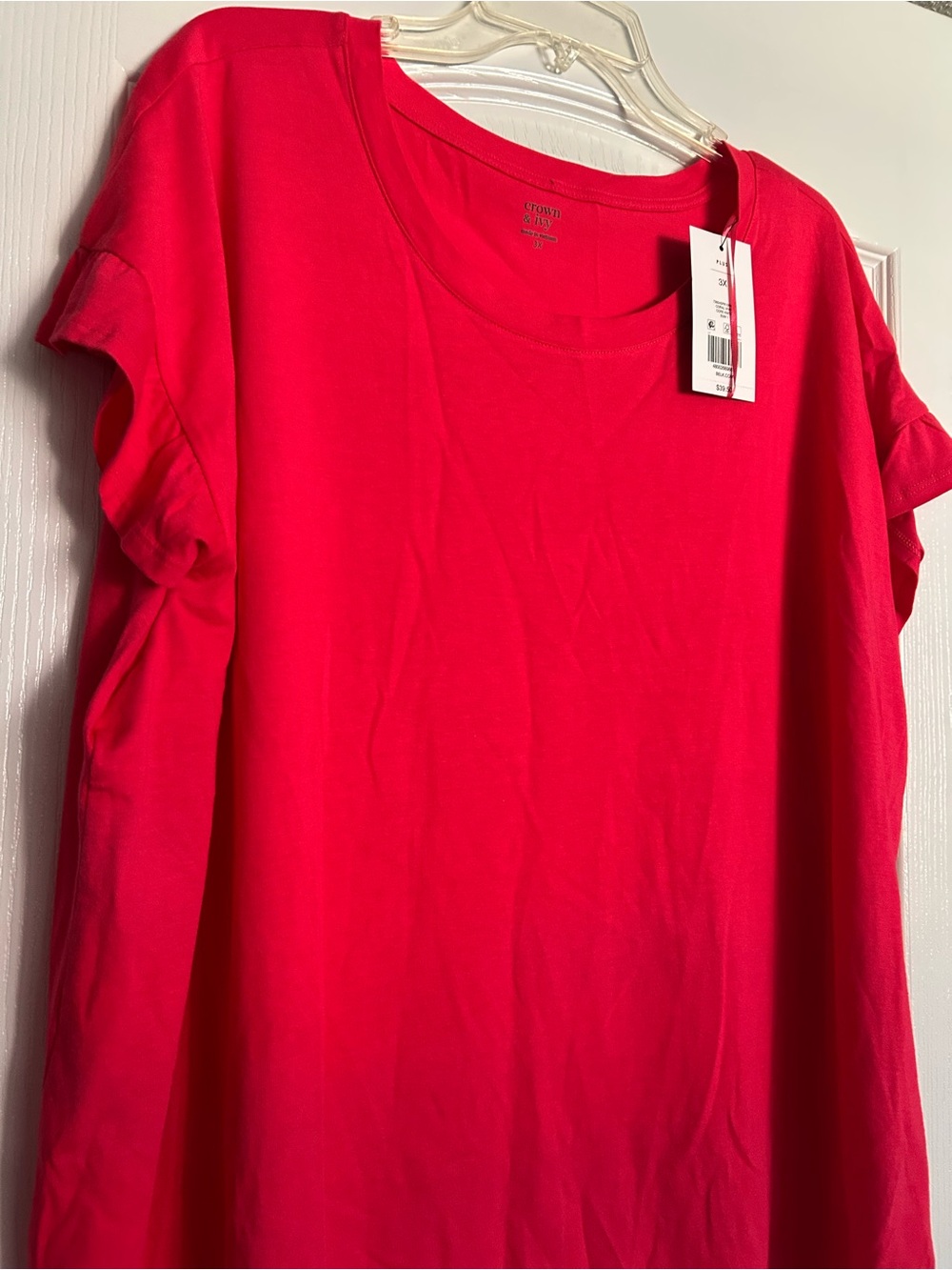 crown & ivy Bright Pink Ruffle Short Sleeve Tee - Picture 3 of 8